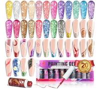 20 Couleurs Vernis Semi Permanent Liner, 7ml Or Argent rouge vert French Manucure uv Couleur Gel Paillettes, Gel Polish pour la Peinture au Trait, Vernis à Ongles Pour Nail Art Ongles
