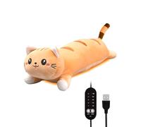 20" Coussin Chauffant Chat Marron Pour Règles Douloureuses Portable USB 5 Niveaux Chaleur 5 Modes Minuterie Arrêt Automatique Doudou Chauffant Douleur Nuque Dos Détente Cadeau Mignon Femmes Enfants