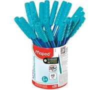 20 Crayons Graphite Mine HB2 Kidy Learn Concentration - Maped - Embout Relaxant à Mâcher et Corps Texturé avec Grip