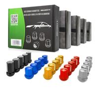 20 écrous de roue à collerette M14 x 1,5 x 31mm Sélection de couleurs Aluminium anodisé Boule R14 SW19 Compatible avec Porsche (Argent)