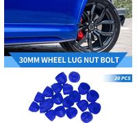 20 Écrous De Roue Boulon 30Mm Jantes Pneu Boulons Vis Capuchon De Protection En Plastique Bleu Extérieur