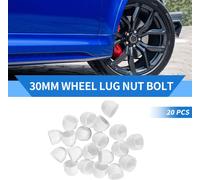 20 Écrous De Roue Boulon 30Mm Jantes Pneu Écrous Vis Capuchon De Protection En Plastique Blanc Extérieur