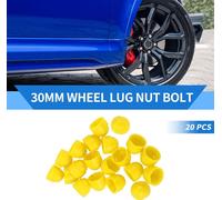 20 Écrous De Roue Boulon 30Mm Jantes Pneu Écrous Vis Capuchon De Protection En Plastique Jaune Extérieur
