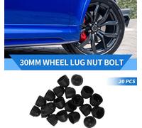 20 Écrous De Roue Boulon 30Mm Jantes Pneu Écrous Vis Capuchon De Protection En Plastique Noir Extérieur