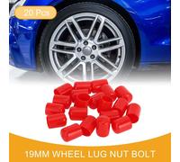 20 Écrous De Roue Cylindriques En Forme De Boulon De Jante De Pneu De Forme Cylindrique 20Pcs Capuchons De Protection De Boulon D'Écrou De Roue En Pvc Rouge 19Mm
