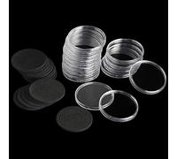 20 Ensembles de Capsules de pièces avec 6 Tailles réglables protègent Le boîtier de Porte-Monnaie en Mousse pour la Collection de pièces DC03 ([18/23/28/33/38/46MM], Coussinets en Mousse EVA Noirs)