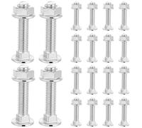 20 Ensembles Jeu de Boulons de Carrosserie M8 Zingués | Filetage Complet, Tête Lisse Ronde, pour Assemblage Bois et Construction, Finition Argentée