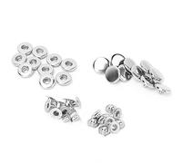 20 ensembles Kit de fixations en cuir en cuir lourd, boutons de 15 mm à bout de 15 mm Appuyez sur les vêtements de fixation des vêtements de couture accessoires d'artisanat diy (831 silver white 15MM