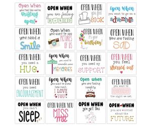 20 enveloppes Open When - Kit de relation longue distance, cadeau Open Me When Leaving Home pour petit ami et petite amie