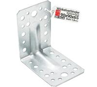 20 Equerre metal renforcées 90x90x65x1,5 mm, connecteurs bois galvanisés avec nervure, équerre support d'angle droit perforée pour menuiserie, fixation meuble, clôture, construction bois