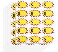 20 Étiquettes en Jaunes Autocollantes Prix Feuilles de Papier | Écriture Facile et Pose Rapide, Format Pratique pour Supermarchés et Vide-greniers, Usage Quotidien