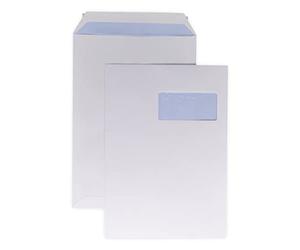 20 ex Grande enveloppe A4 avec fenêtre pochette courrier C4 papier kraft blanc 90g format 229 x 324 mm une enveloppe blanche avec fenêtre 50 x 110 mm fermeture bande adhésive autocollante siliconée