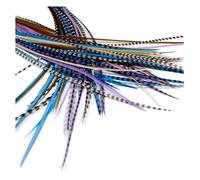 20 extensions de véritables plumes pour cheveux : courtes et fines, 18-23 cm avec des anneaux et une boucle (Starlight Naturals)