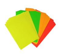 20 feuilles A4 de Papier Autocollant Fluorescent, en 4 couleurs différentes (jaune, vert, orange, rouge) - 5 feuilles de chaque - Arrière avec crack back