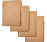 20 Feuilles A5 Papier Kraft Intercalaires 6 Trous Couverture Reliure À Anneaux Burlywood Anneau Page Index Pour Planner Notebook Reliures À Feuilles Mobiles Trou: 5mm (4 Emsemble)