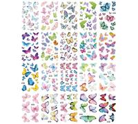 20 feuilles Autocollants De Maquillage Pour Les Yeux Et Le Visage En Forme D'Ailes De Papillon Colorées Et Pailletées, Autocollants De Tatouage De Maquillage À Paillettes Fines