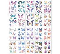 20 Feuilles Autocollants Papillons Pailletés Pour Le Visage Tatouages Temporaires Imperméables Et Réalistes Pour La Clavicule