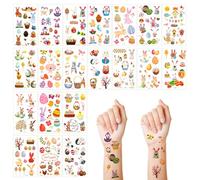20 Feuilles d'Autocollants de Tatouage de Pâques pour Enfants, Différents Styles Ouf Coloré Panier Tatouages Temporaires Lapin Tatouage de Lapin Mignon Cadeaux de Fête de Pâques Sac Cadeau