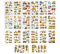 20 feuilles d'autocollants de tatouage de pelleteuse technique de véhicule de dessin animé, autocollants temporaires drôles, autocollants imperméables pour enfants, peuvent être utilisés pour les