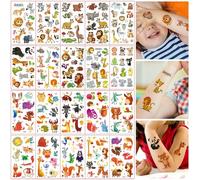 20 Feuilles D'Autocollants De Tatouage Temporaire D'Animaux Mignons De Bande Dessinée Animaux Du Zoo Autocollants De Visage Mignons Imperméables Autocollants Temporaires Amusants