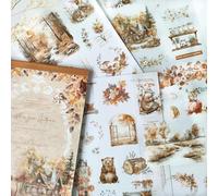 20 feuilles d'autocollants pour scrapbooking Accessoires thème Fleurs d'automne,Kit de scrapbooking Convient pour le bullet journaling,les albums photos(Fleurs d'automne)