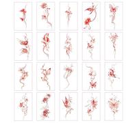 20 Feuilles De Tatouages Temporaires Papillons Rouges Pour Femmes, Style Vintage Sexy, Imperméables Et Durables