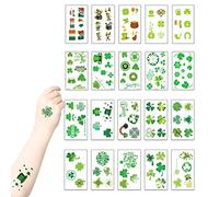 20 feuilles de tatouages temporaires Shamrock, autocollant de tatouage temporaire la Saint-Patrick, tatouage irlandais Shamrock pour décor la Saint-Patrick