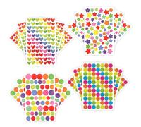 20 Feuilles Gommettes Autocollantes, 1385 Pièces Stickers Forme de Coeurs Étoiles Pois Smileys Autocollants Colorés pour DIY Accessoires Scrapbooking Activités Manuelles Cadeau Récompenser