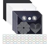 20 Feuilles Lot de10 Feuilles magnétiques en Caoutchouc de 0,5 mm d'épaisseur avec10Pochettes de Rangement pour tampons Transparents, 48 étiquettes Autocollantes，Organiseur pour la Fabrication deCart