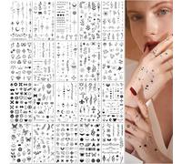 20 Feuilles Mini Tatouages Temporaires Noirs Avec De Petits Motifs