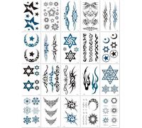 20 Feuilles Petits Tatouages Temporaires De Style Tribal Autocollants Totems Bleus Et Noirs Convenant Aux Hommes Et Aux Femmes