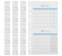 20 Feuilles Recharge Calendrier A6 Double Face, 20 Papier | Feuilles Mensuelles Vierges, Budget et Suivi D'habitudes, Usage Maison, Bleu