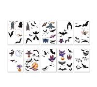 20 Feuilles Tatouage Enfant Halloween, Tatouage Ephemere Fluorescent Chauve-souris, Tatouage Phosphorescent Imperméable pour Garçon Fille, Décoration Fête Halloween Cadeau Anniversaire Pinata
