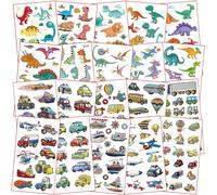 20 Feuilles Tatouage Temporaire Enfant Kit, Tatouage Enfant Garçon Fille De Thème Dinosaure Voiture, Decalcomanie Enfant Fête D'anniversaire Petit Cadeau[Z362]