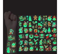 20 Feuilles Tatouages D'Animaux De La Série Noël Cookie Man Vert Foncé Phosphorescent