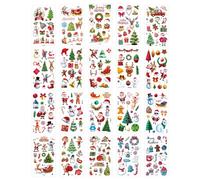 20 Feuilles Tatouages Temporaires de Noël pour Enfants, Bonhommes de Neige Père Noël Élan Cloche Couronne Boîte Cadeau Autocollants de Tatouage Cadeaux de Fête Fournitures de Décoration