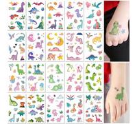 20 Feuilles Tatouages Temporaires Pailletés pour Enfants Designs Dinosaures Sûrs et Faciles à Appliquer Résistants à l'Eau Faux Autocollants Tatouages pour Garçons Filles Cadeaux de Fête Amusants