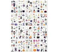 20 Feuilles Tatouages Temporaires Phosphorescents Pour Halloween Autocollants Lumineux Verts Fluorescents Imperméables Et Longue Durée Représentant Des Visages De Dessins Animés Pour Enfants