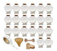 20 Fioles Magiques Cœur 150ml avec Bouchon en Liège + 20 Étiquettes Autocollants + 20 Cuillères + 20 Étiquettes Kraft + Ficelle | Décoration, Cadeaux et Souvenirs de Mariage | Fiole de Potions