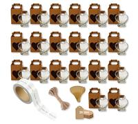 20 Fioles Magiques Cœur 70ml avec Bouchon + 20 Boîtes + 20 Étiquettes Autocollants + 20 Cuillères + 20 Étiquettes Kraft + Ficelle | Décoration, Cadeaux et Souvenirs de Mariage | Fiole de Potions