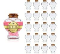 20 Fioles Magiques en Forme de Cœur 150ml avec Bouchon en Liège | Décoration et Cadeaux