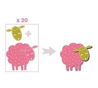 20 formes découpées moutons rose-vert taupe Rose G