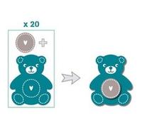 20 formes découpées nounours bleu taupe Bleu G