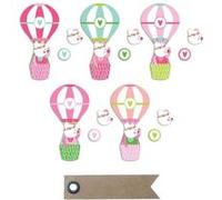 20 formes découpées Nounours Joséphine + 20 étiquettes kraft Fanion Multicolore
