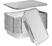 20 Grands Barquettes Jetables Aluminium avec Couvercle 2200ml Barquette aluminium avec couvercle pour Congélation,Barbecue