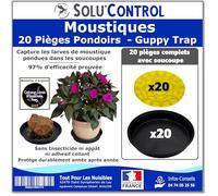 20 Guppy Trap + 20 coupelles, Piège Pondoir à Moustiques Écologique, sans Insecticide, sans Adhésif, Médaille d'argent Concours Lépine 2023, Fabriqué en France