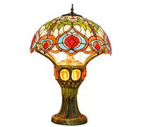 20 inch Table Lamp Bedside Art Table Light Stained Glass with Aluminum Alloy Base Reading Table Beside Lamp for Living Room Bedroom
