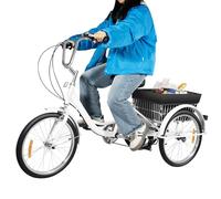 20 inch Tricycle Adulte Tricycle pour Adultes Seniors 8 Vitesses 3 Roues Velo Adulte Blanc pour Divertir, Faire Shopping l'exercice, pour Villes, Plages, Pistes Cyclables, Diverses Routes