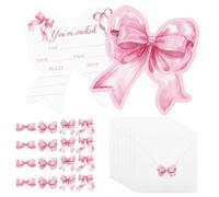 20 jeux de cartes d'invitation en rose avec stickers et enveloppes