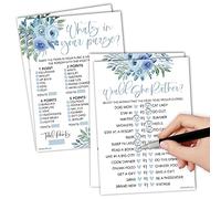 20 jeux de douche nuptiale florale pour les invités - Jeux hilarants de douche nuptiale 20 invités, jeux de douche de mariage pour couples, Would She Rather Ensemble de jeu de douche nuptiale, Whats In Your Purse Game Shower